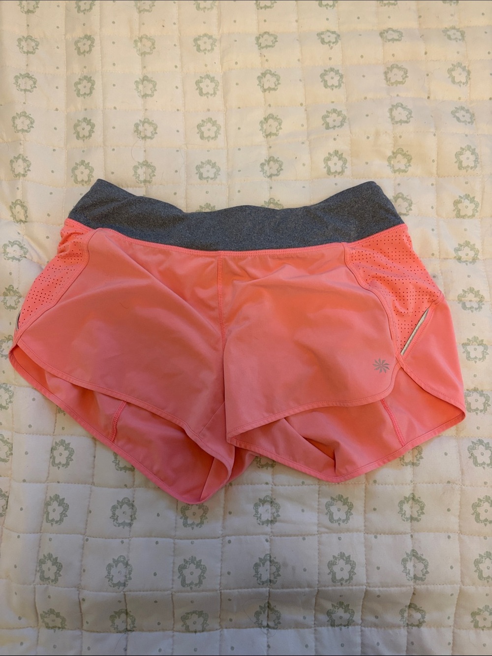 Athleta Coral Athletic Shorts with Gray Waistband